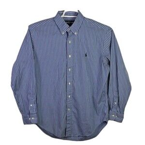 Ralph Lauren Men's 15.5 32/33 Blue Stripe Classic Fit Long Sleeve Shirt